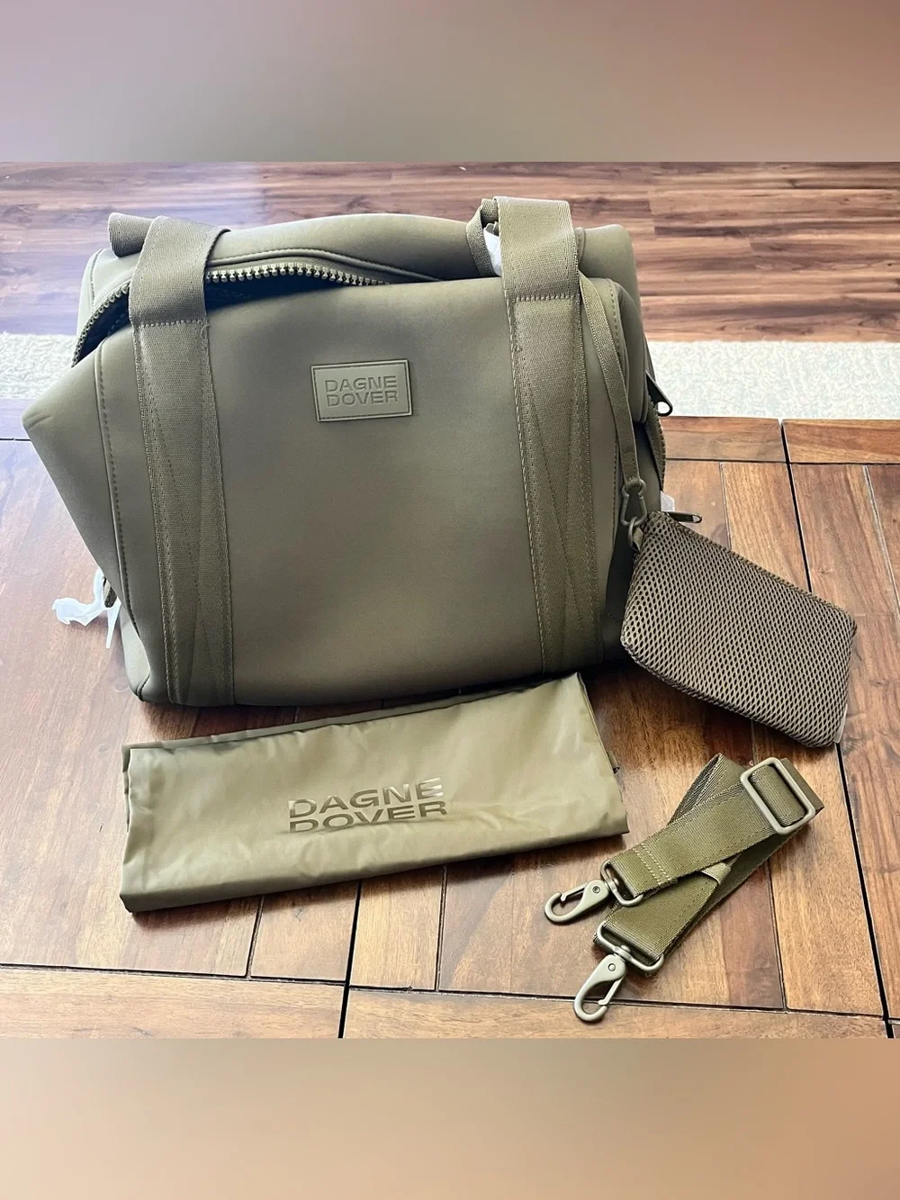 Dagne Dover Olive Green Neoprene Duffel Bag - NWT